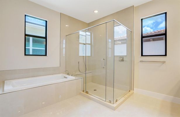 Bathroom, Glass Shower, Interior, Recessed Lighting