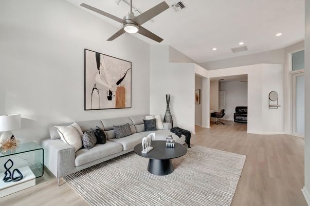 Interior, Living room, Recessed Lighting, Wood Texture Flooring