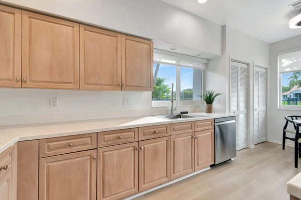 Interior, Kitchen, Recessed Lighting, Wood Texture Flooring