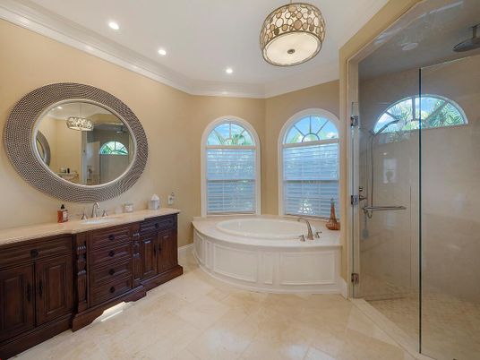 Bathroom, Glass Shower, Interior, Recessed Lighting