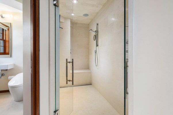 Bathroom, Glass Shower, Interior, Recessed Lighting