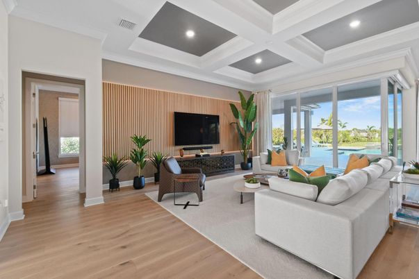 Interior, Living room, Recessed Lighting, Wood Texture Flooring