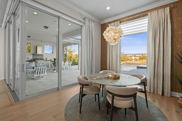 Chandelier, Dining room, Interior, Pendant Lights, Recessed Lighting, Wood Texture Flooring