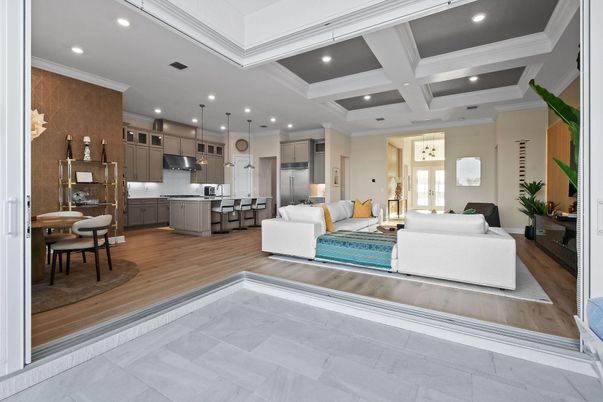 Dining room, Interior, Kitchen, Living room, Pendant Lights, Recessed Lighting, Stainless Steel Appliances, Wood Texture Flooring