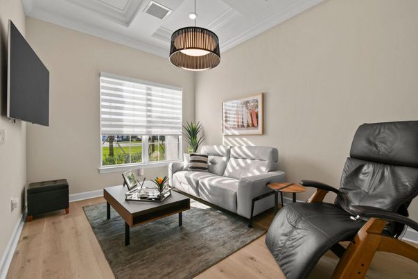 Interior, Living room, Pendant Lights, Wood Texture Flooring