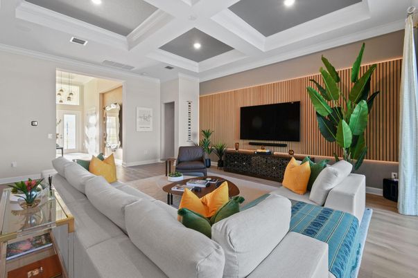 Interior, Living room, Recessed Lighting, Wood Texture Flooring