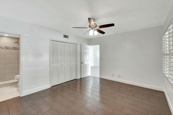 Bathroom, Empty room, Interior, Recessed Lighting, Wood Texture Flooring