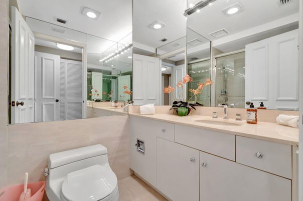 Bathroom, Dual Sink Vanities, Glass Shower, Interior, Recessed Lighting