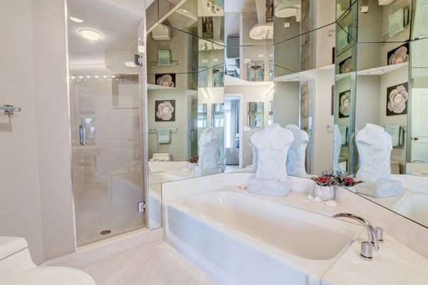 Bathroom, Glass Shower, Interior, Recessed Lighting