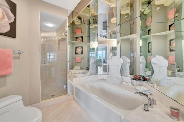 Bathroom, Glass Shower, Interior, Recessed Lighting