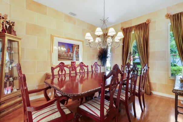 Chandelier, Dining room, Interior, Wood Texture Flooring