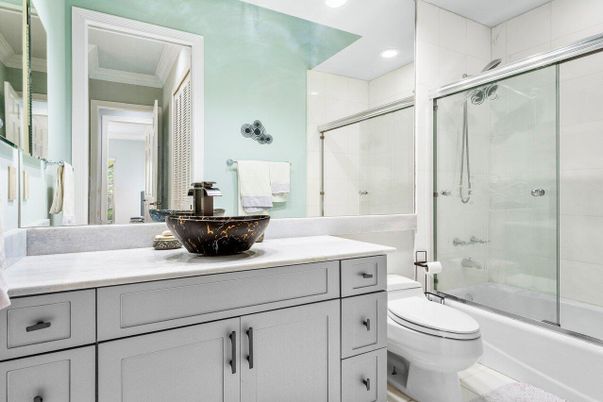 Bathroom, Glass Shower, Interior, Recessed Lighting