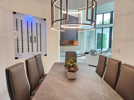 Dining room, Interior, Living room, Pendant Lights