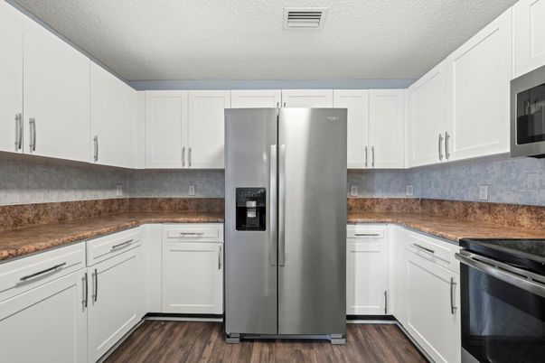 Interior, Kitchen, Stainless Steel Appliances, Wood Texture Flooring