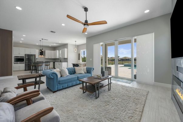 Dining room, Fireplace, Interior, Kitchen, Living room, Pendant Lights, Recessed Lighting, Stainless Steel Appliances, Water