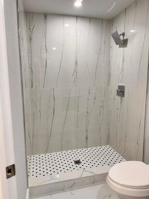 Bathroom, Interior, Marble Walls, Recessed Lighting