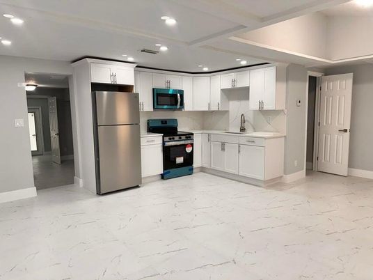 Interior, Kitchen, Marble, Recessed Lighting, Stainless Steel Appliances