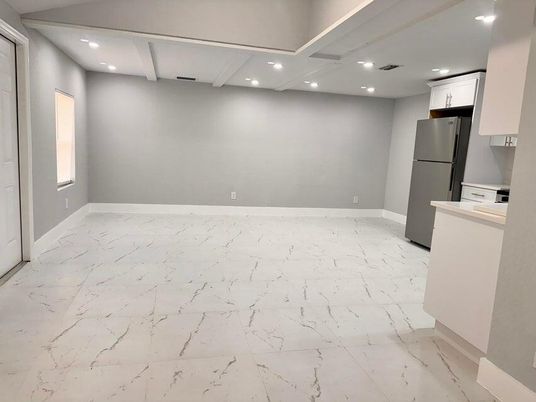 Empty room, Interior, Kitchen, Marble, Recessed Lighting