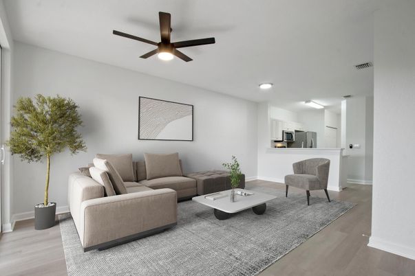 Interior, Living room, Recessed Lighting, Wood Texture Flooring