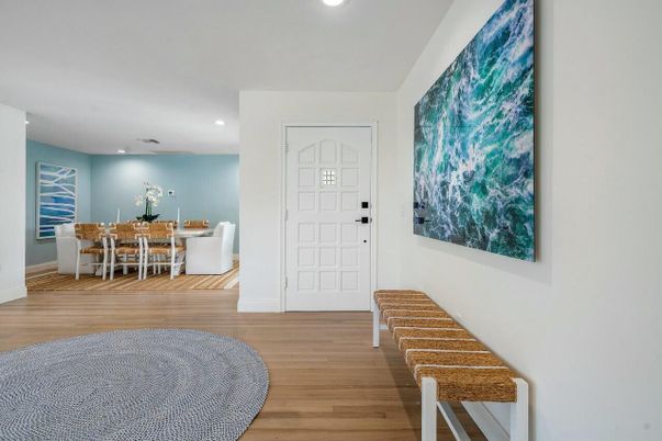 Dining room, Interior, Recessed Lighting, Wood Texture Flooring