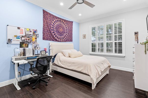 Bedroom, Home Office, Interior, Recessed Lighting, Wood Texture Flooring