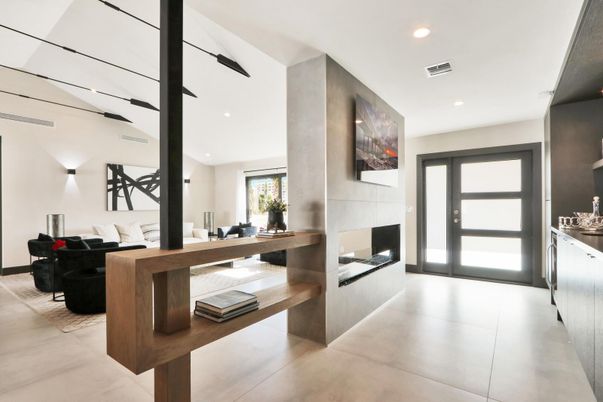 Fireplace, Interior, Living room, Recessed Lighting