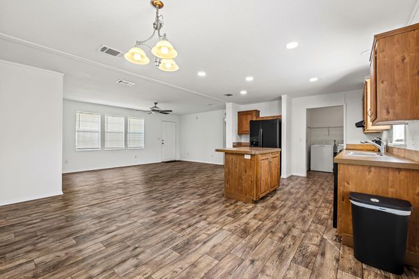Interior, Kitchen, Recessed Lighting, Wood Texture Flooring