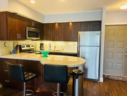 Interior, Kitchen, Recessed Lighting, Wood Texture Flooring