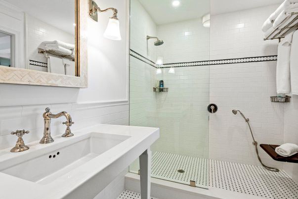 Bathroom, Glass Shower, Interior, Recessed Lighting