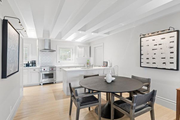Dining room, Interior, Kitchen, Stainless Steel Appliances, Wood Texture Flooring