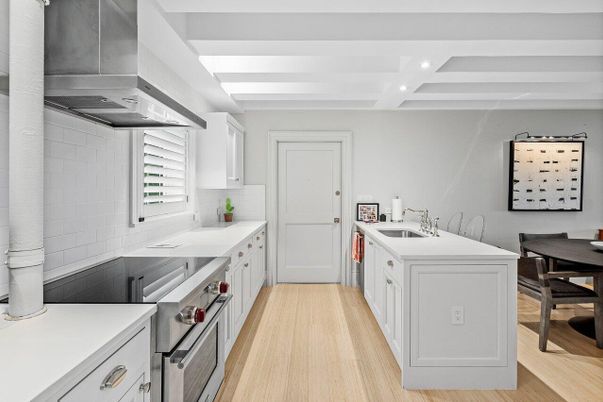 Interior, Kitchen, Recessed Lighting, Wood Texture Flooring