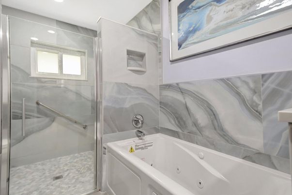 Bathroom, Glass Shower, Interior, Recessed Lighting
