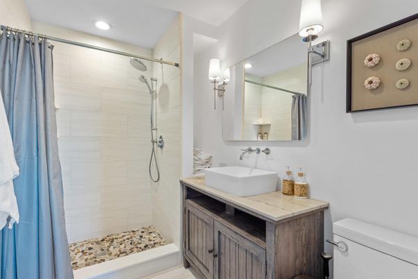 Bathroom, Glass Shower, Interior, Recessed Lighting