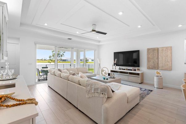 Interior, Living room, Recessed Lighting, Wood Texture Flooring