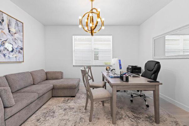 Chandelier, Home Office, Interior, Wood Texture Flooring