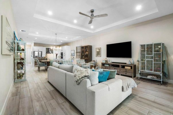 Interior, Kitchen, Living room, Pendant Lights, Recessed Lighting, Stainless Steel Appliances, Wood Texture Flooring