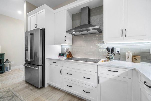 Interior, Kitchen, Recessed Lighting, Wood Texture Flooring