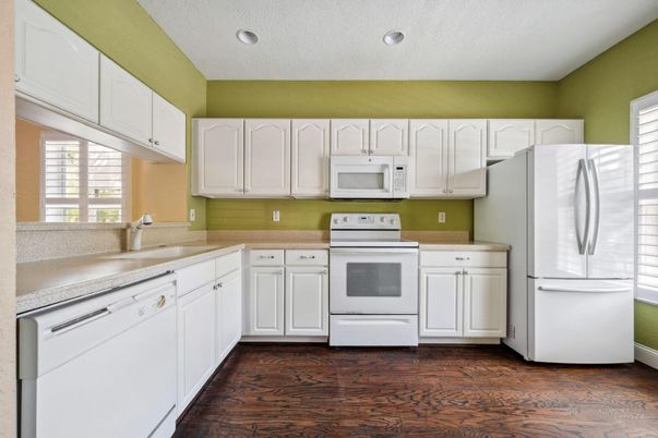 Interior, Kitchen, Recessed Lighting, Wood Texture Flooring