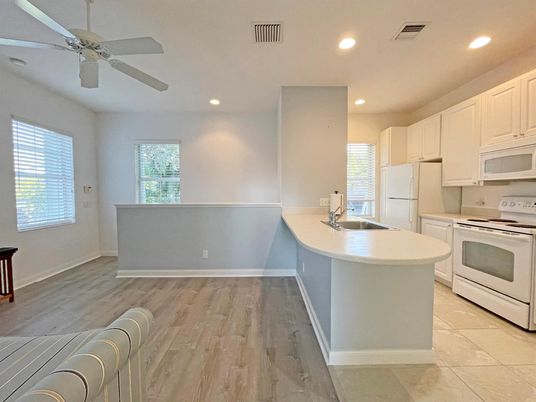 Interior, Kitchen, Recessed Lighting, Wood Texture Flooring