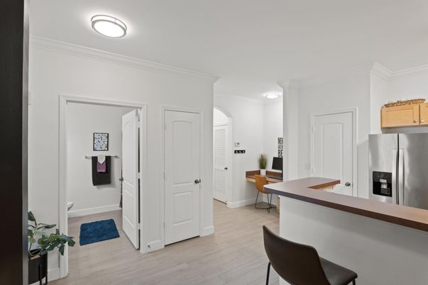 Interior, Kitchen, Stainless Steel Appliances, Wood Texture Flooring