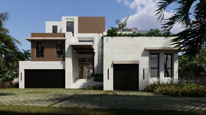 Attached, Exterior, Facade, Modern