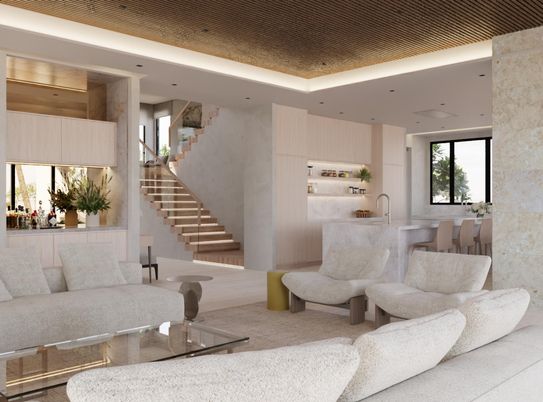 Interior, Kitchen, Living room, Recessed Lighting