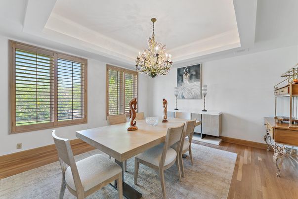 Chandelier, Dining room, Interior, Wood Texture Flooring