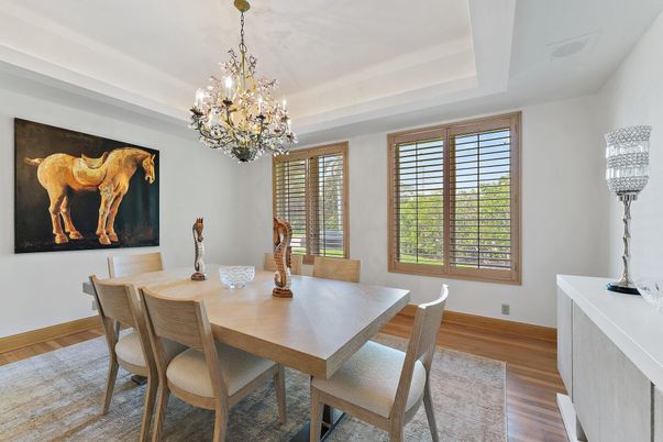 Chandelier, Dining room, Interior, Wood Texture Flooring