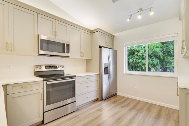 Interior, Kitchen, Stainless Steel Appliances, Wood Texture Flooring