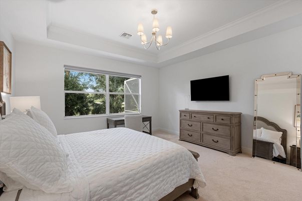 Bedroom, Chandelier, Interior