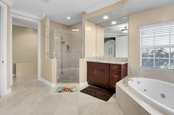 Bathroom, Glass Shower, Interior, Recessed Lighting