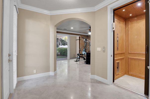Elevator, Interior, Recessed Lighting, Wooden Ceilings, Wooden Walls