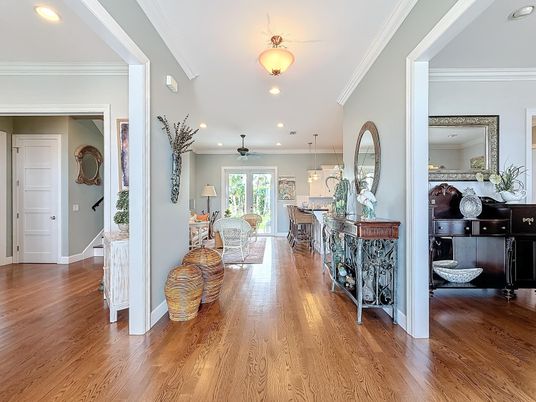 Interior, Kitchen, Living room, Pendant Lights, Recessed Lighting, Wood Texture Flooring