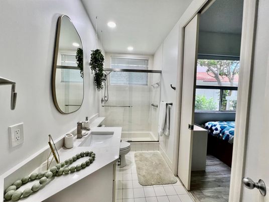 Bathroom, Dual Sink Vanities, Glass Shower, Interior, Recessed Lighting